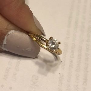 14K gold plated Ring with CZ round diamond